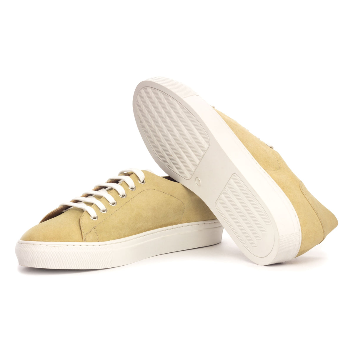Sneakers Jersey en daim beige - Semelles Blanches – vue 2