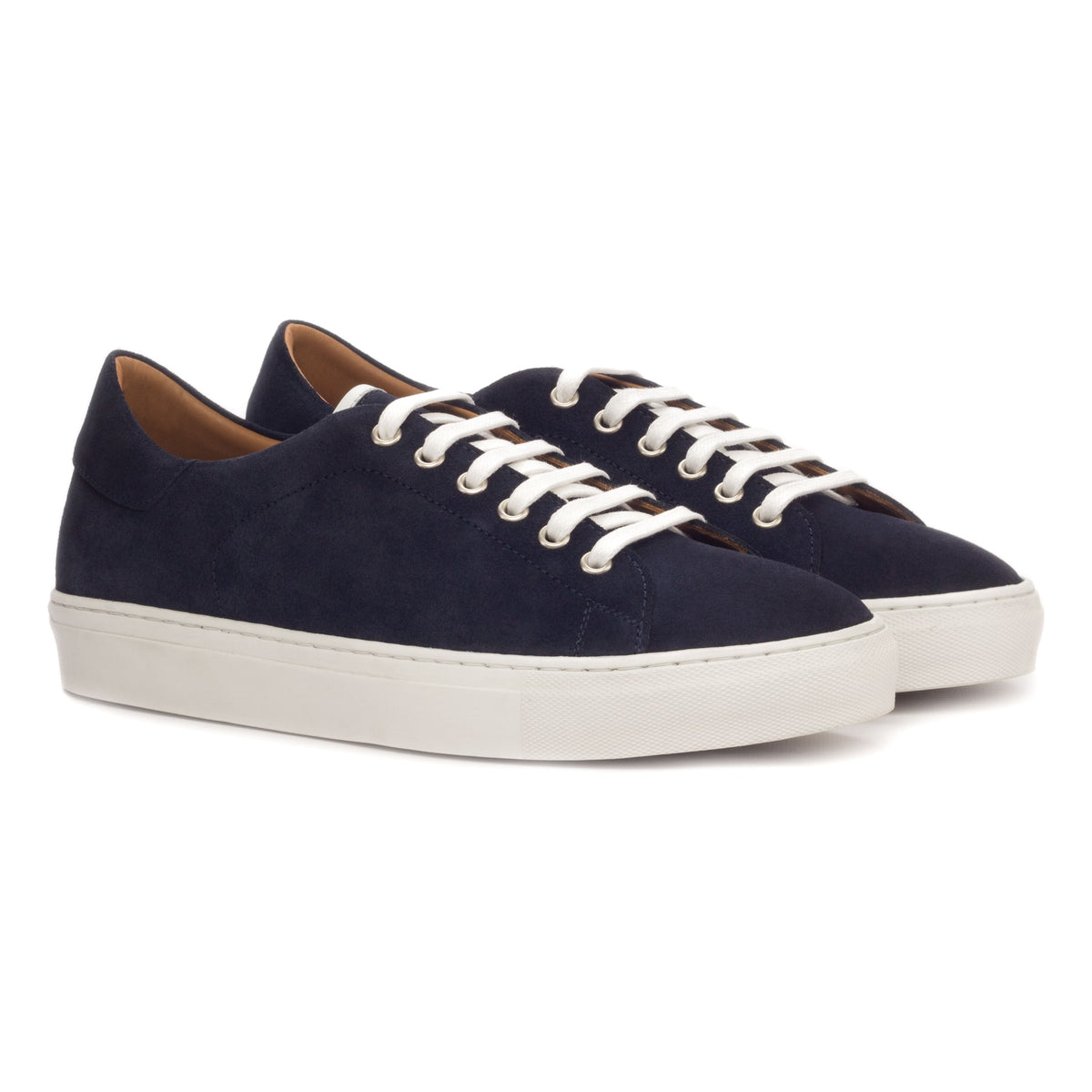 Sneakers Jersey en daim bleu - Semelles Blanches – vue 1