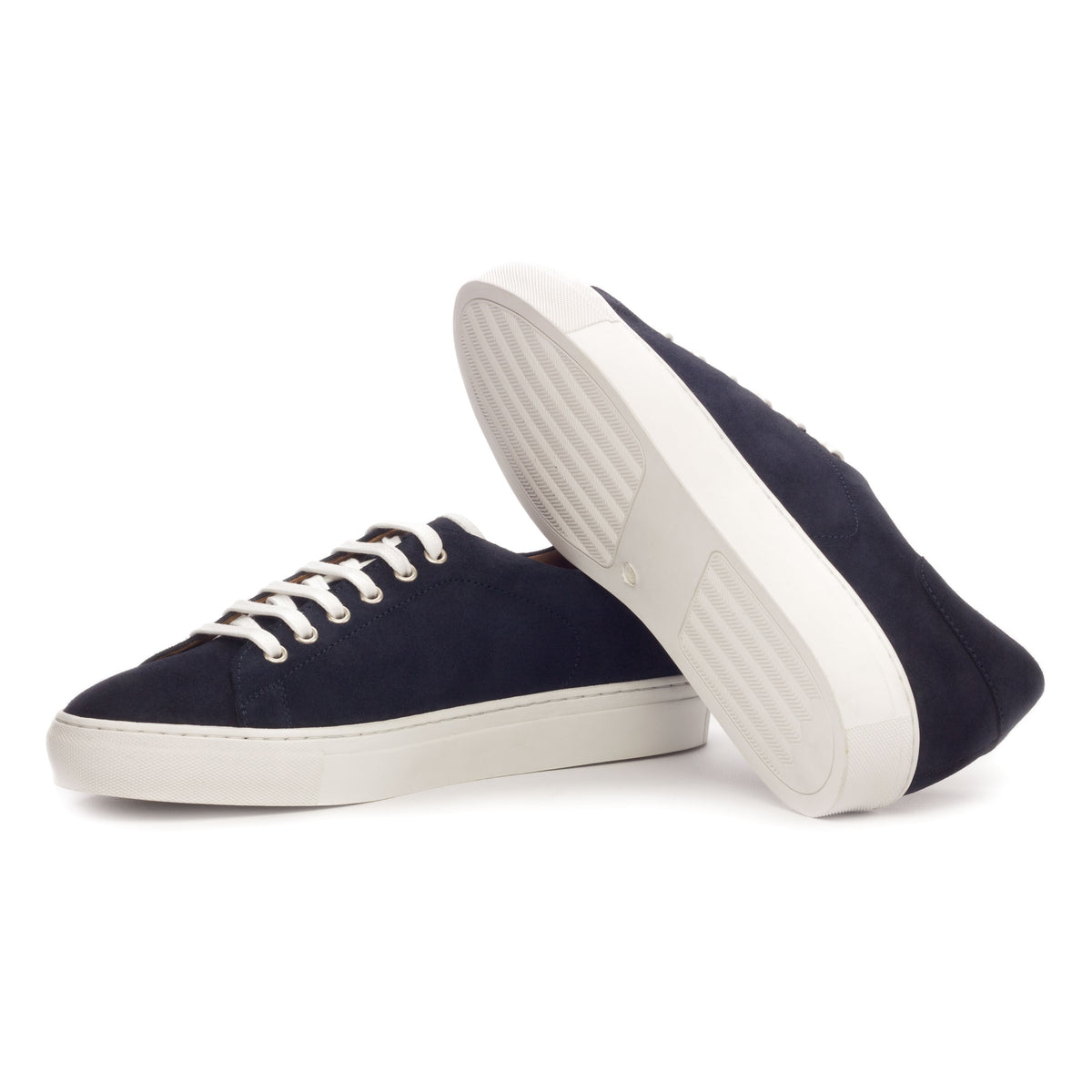 Sneakers Jersey en daim bleu - Semelles Blanches – vue 2