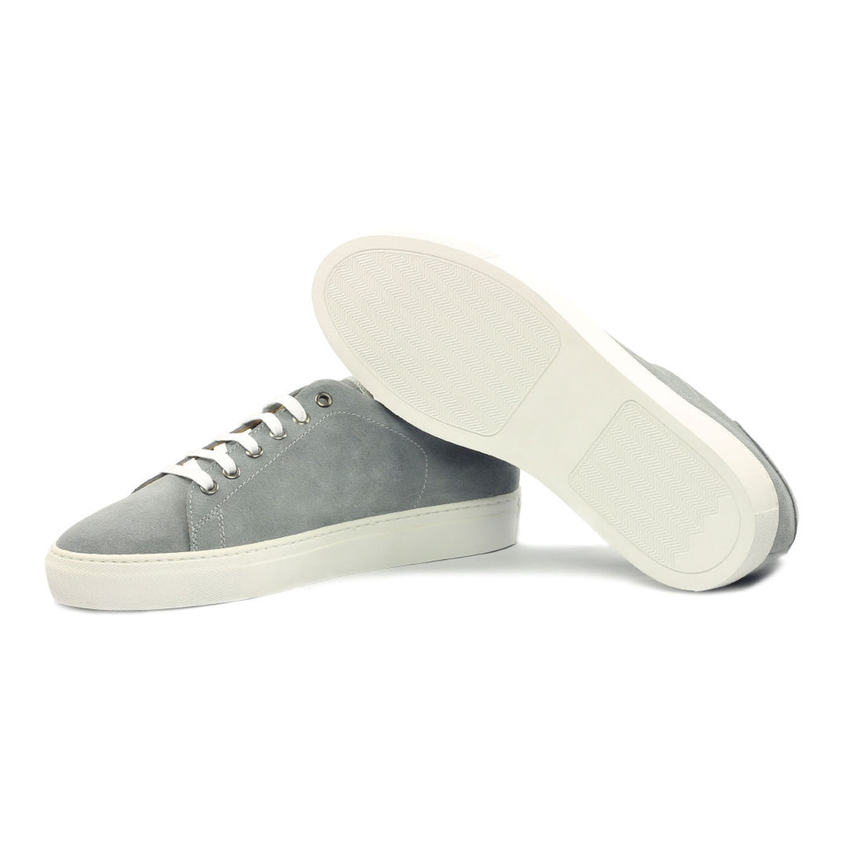 Sneakers Jersey en daim gris clair - Semelles Blanches – vue 2
