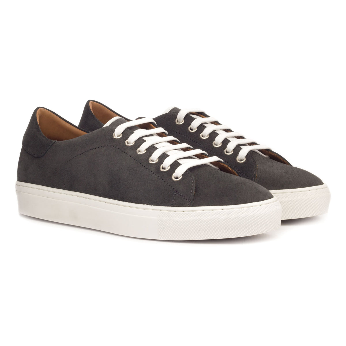 Sneakers Jersey en daim gris - Semelles Blanches – vue 1