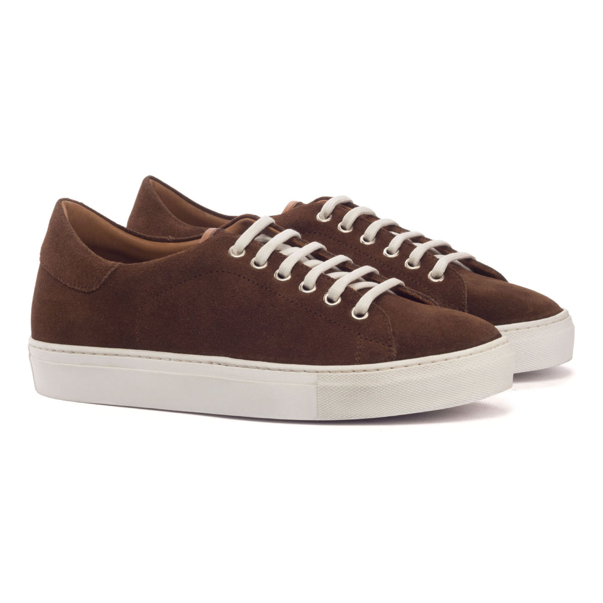 Sneakers Jersey en daim marron - Semelles Blanches – vue 1