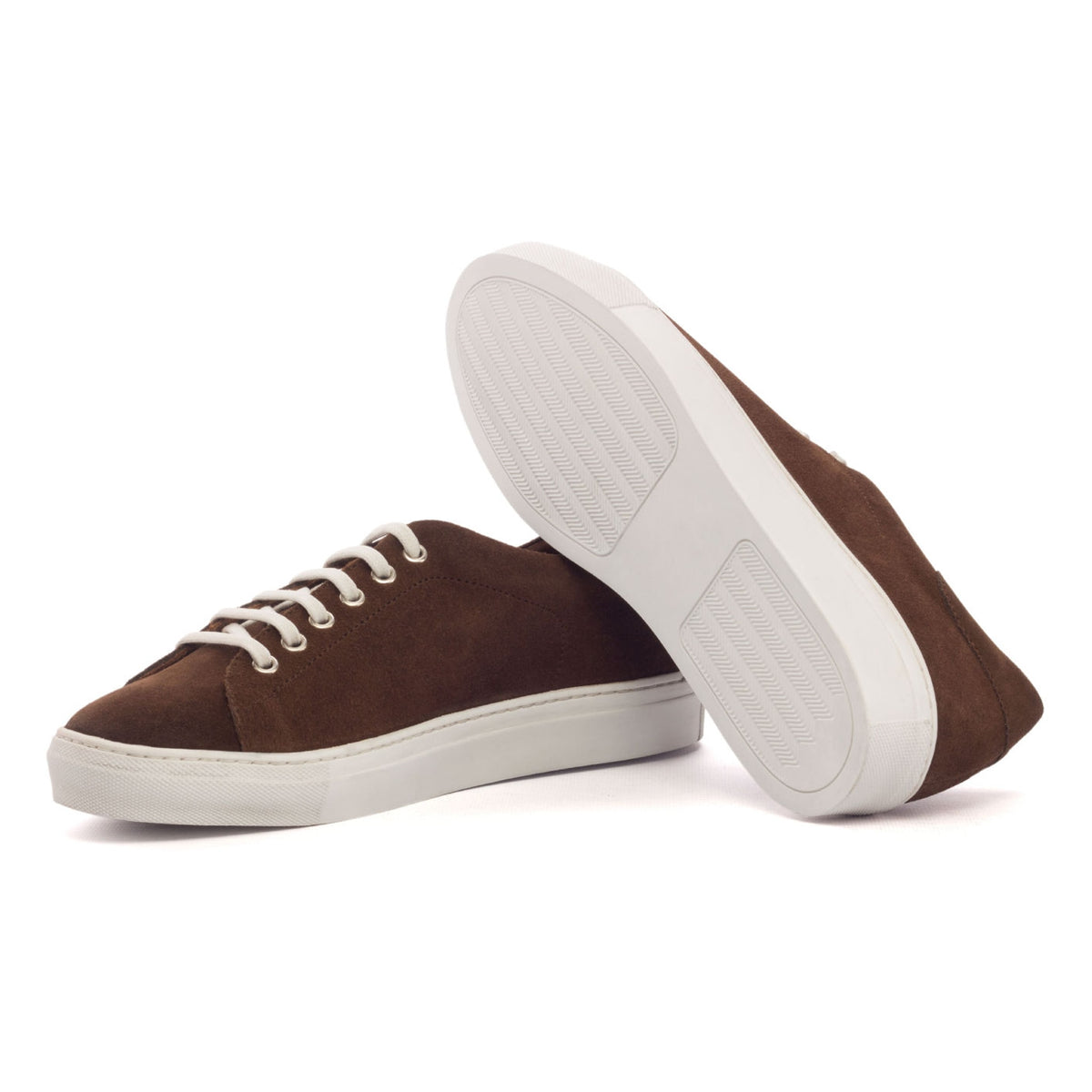 Sneakers Jersey en daim marron - Semelles Blanches – vue 2