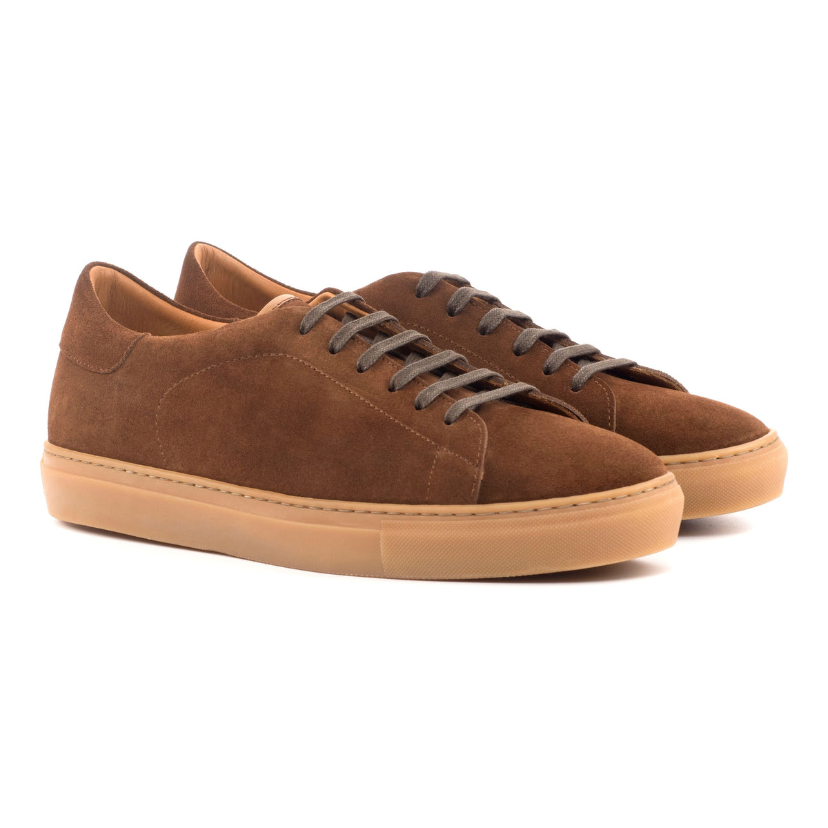 Sneakers Jersey en daim marron - Semelles Caramel – vue 1