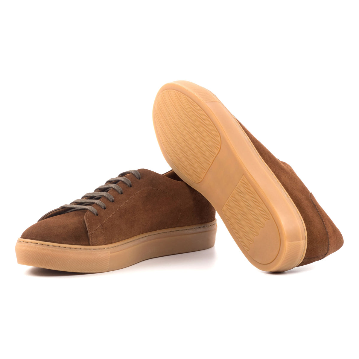 Sneakers Jersey en daim marron - Semelles Caramel – vue 2