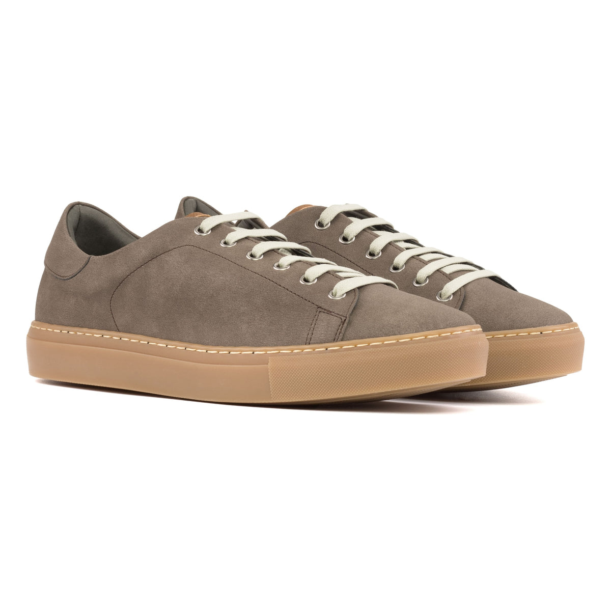 Sneakers Jersey en daim vegan taupe - Semelles Caramel – vue 1