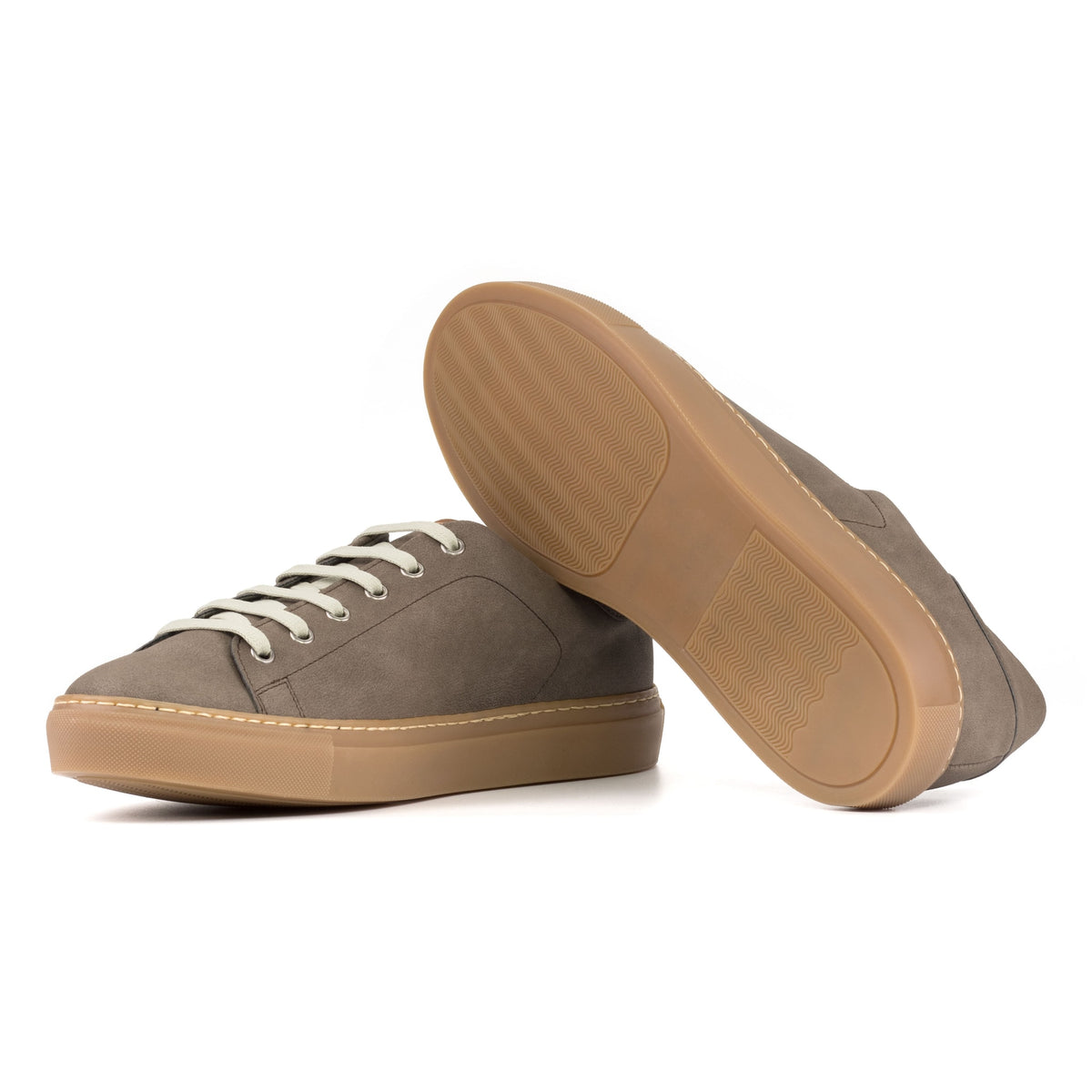 Sneakers Jersey en daim vegan taupe - Semelles Caramel – vue 2