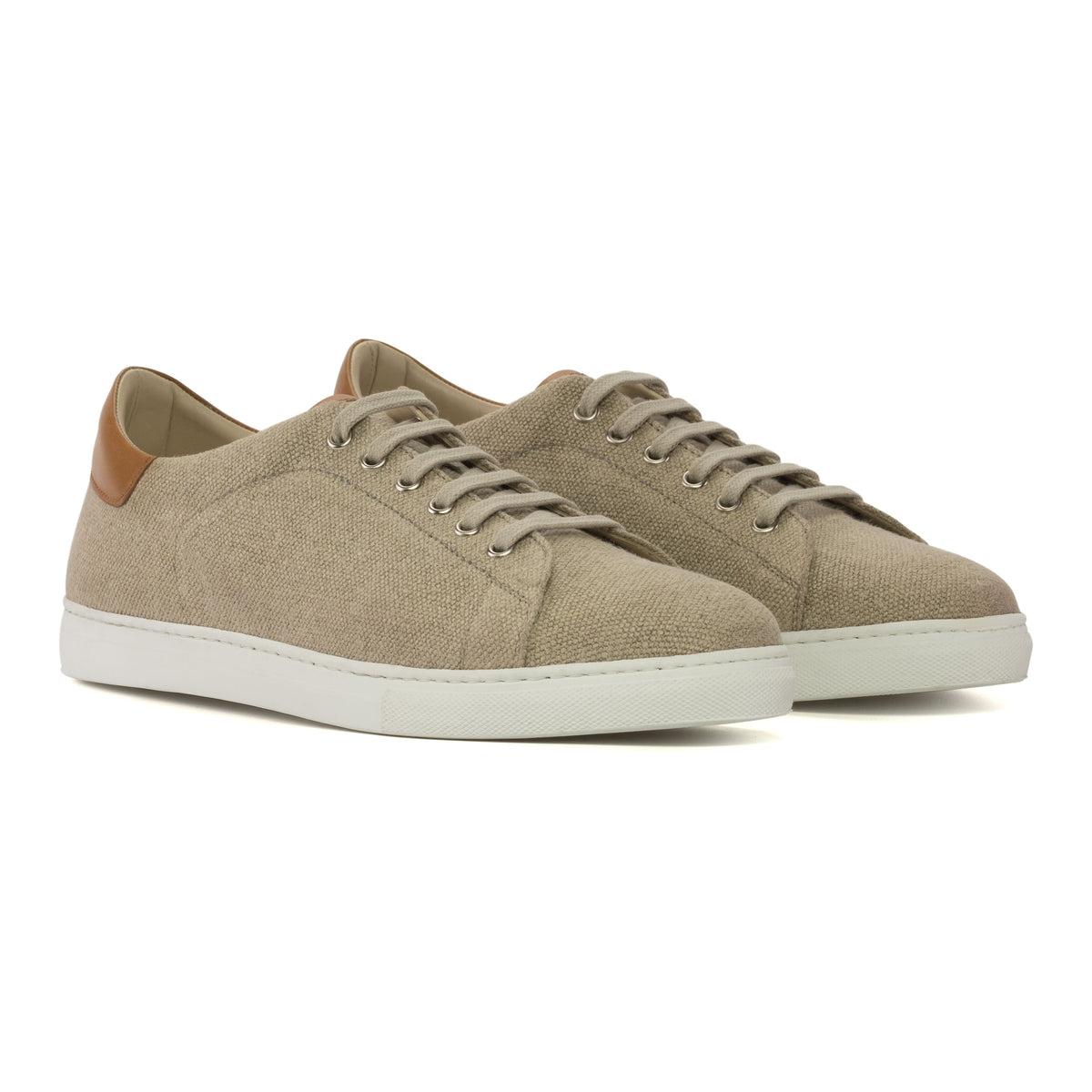 Sneakers Jersey en lin beige - Semelles Blanches – vue 1