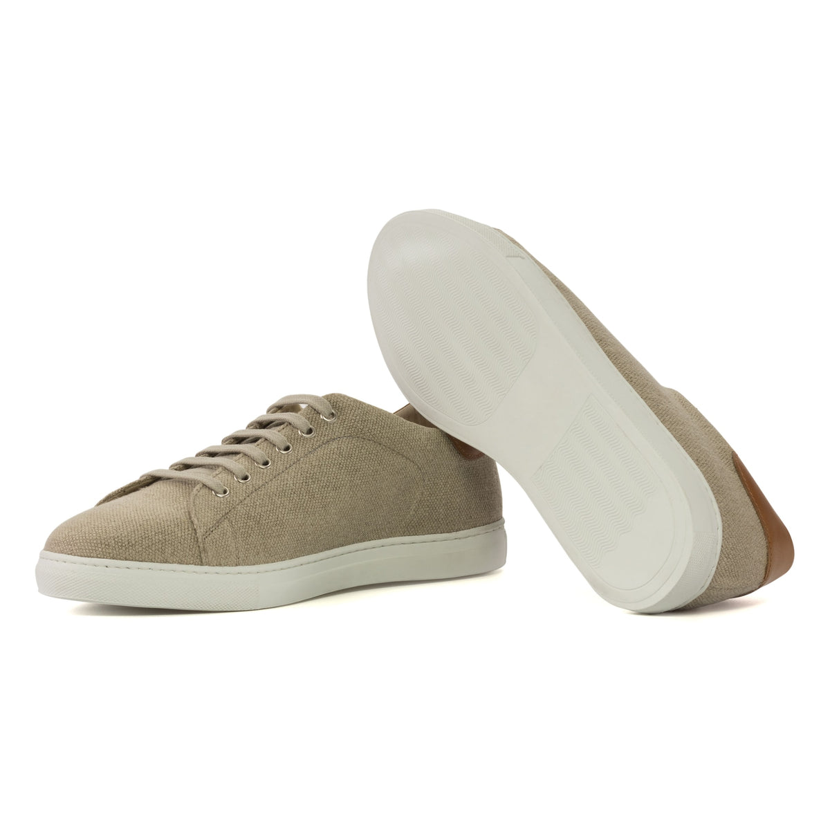 Sneakers Jersey en lin beige - Semelles Blanches – vue 2