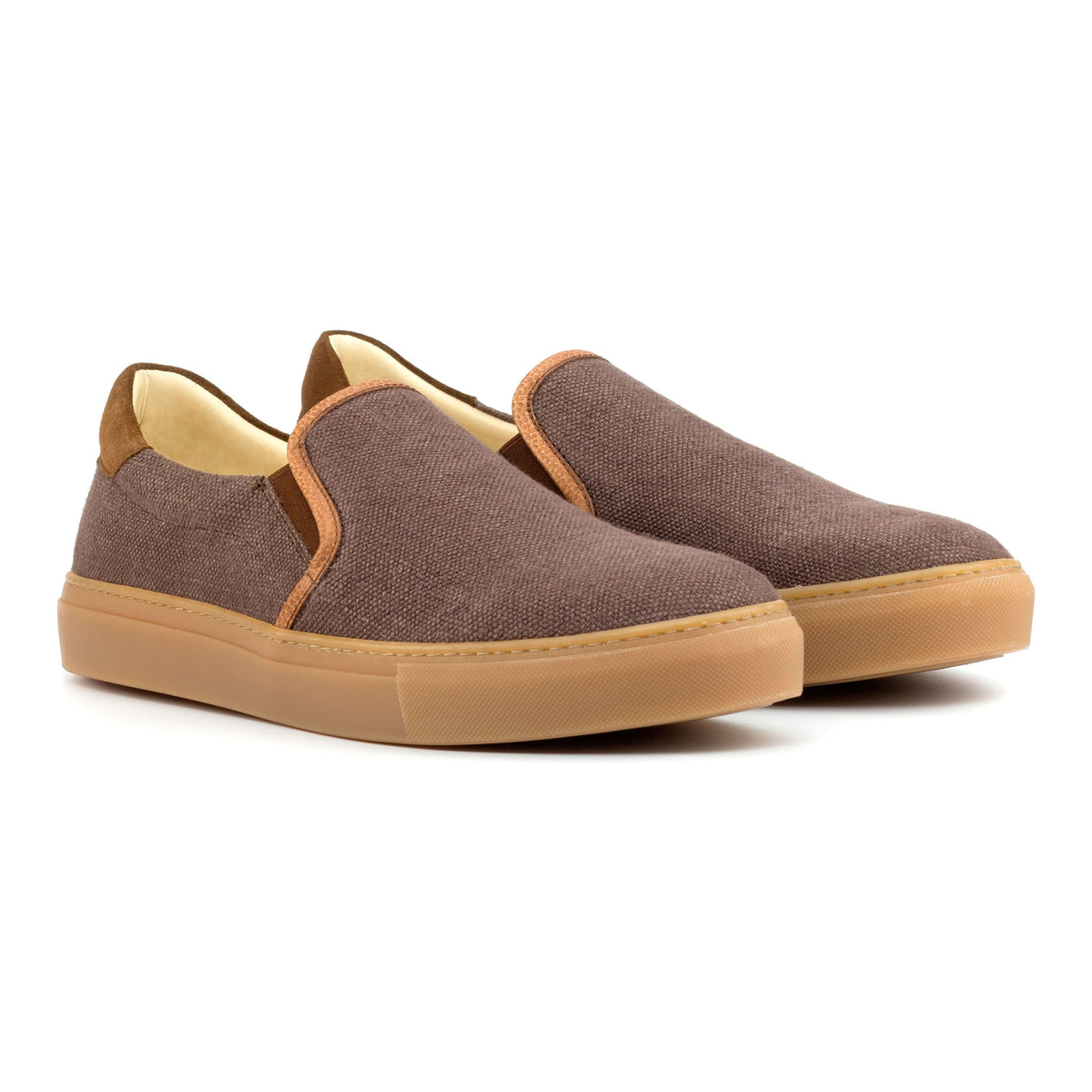 Sneakers Slip On en lin marron - Semelles Caramel – vue 1