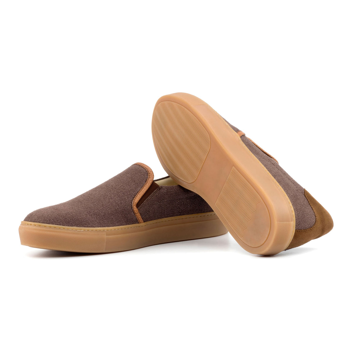 Sneakers Slip On en lin marron - Semelles Caramel – vue 2