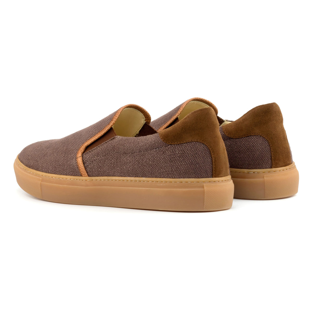 Sneakers Slip On en lin marron - Semelles Caramel – vue 3