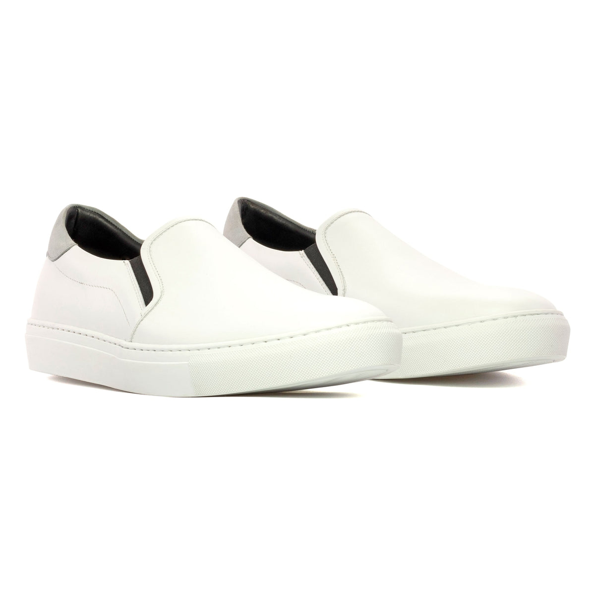 Sneakers Slip On en cuir blanc - Semelles Blanches – vue 1