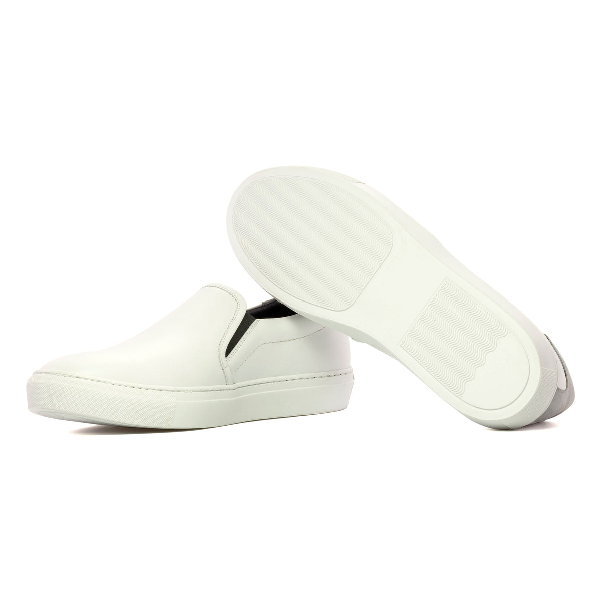 Sneakers Slip On en cuir blanc - Semelles Blanches – vue 2