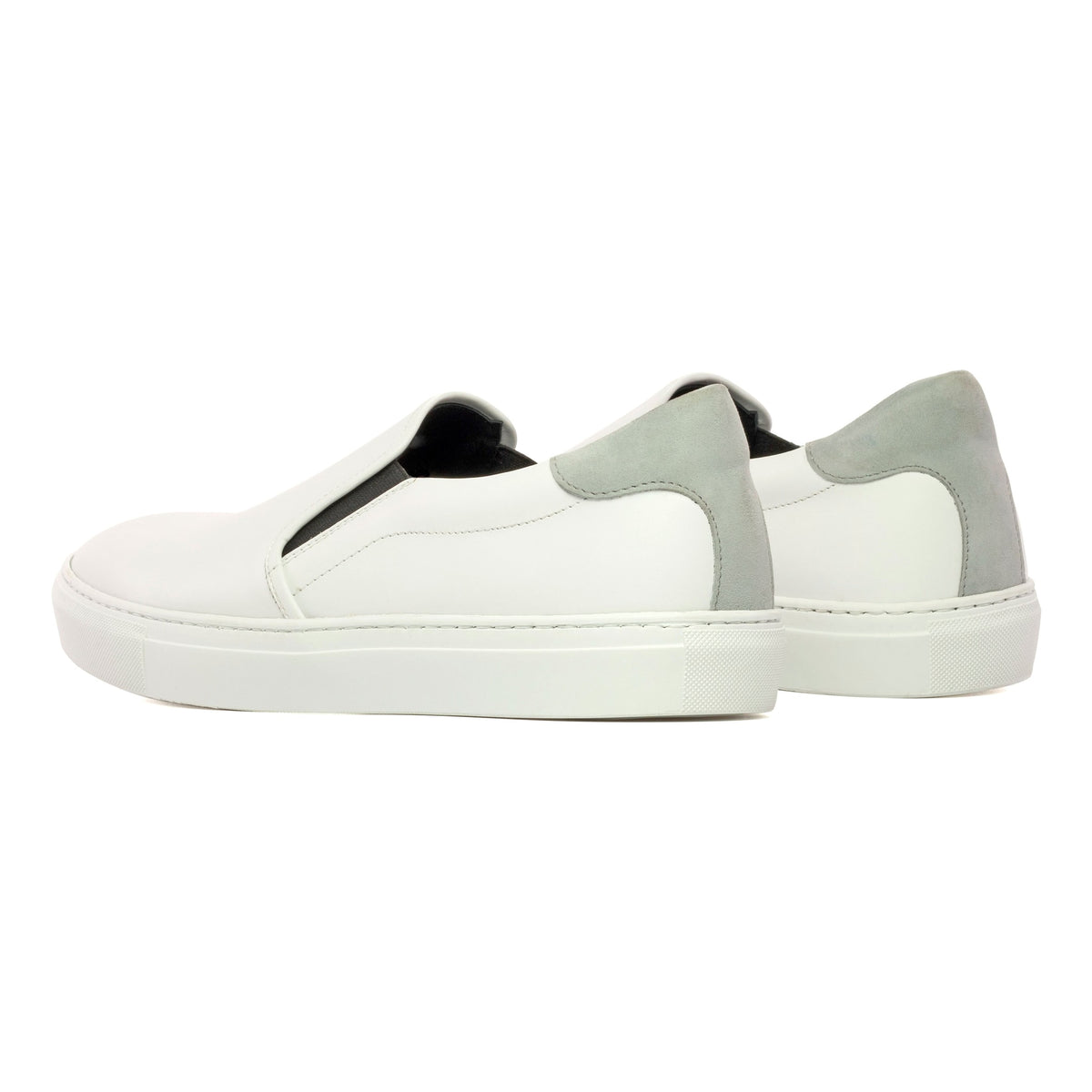Sneakers Slip On en cuir blanc - Semelles Blanches – vue 3