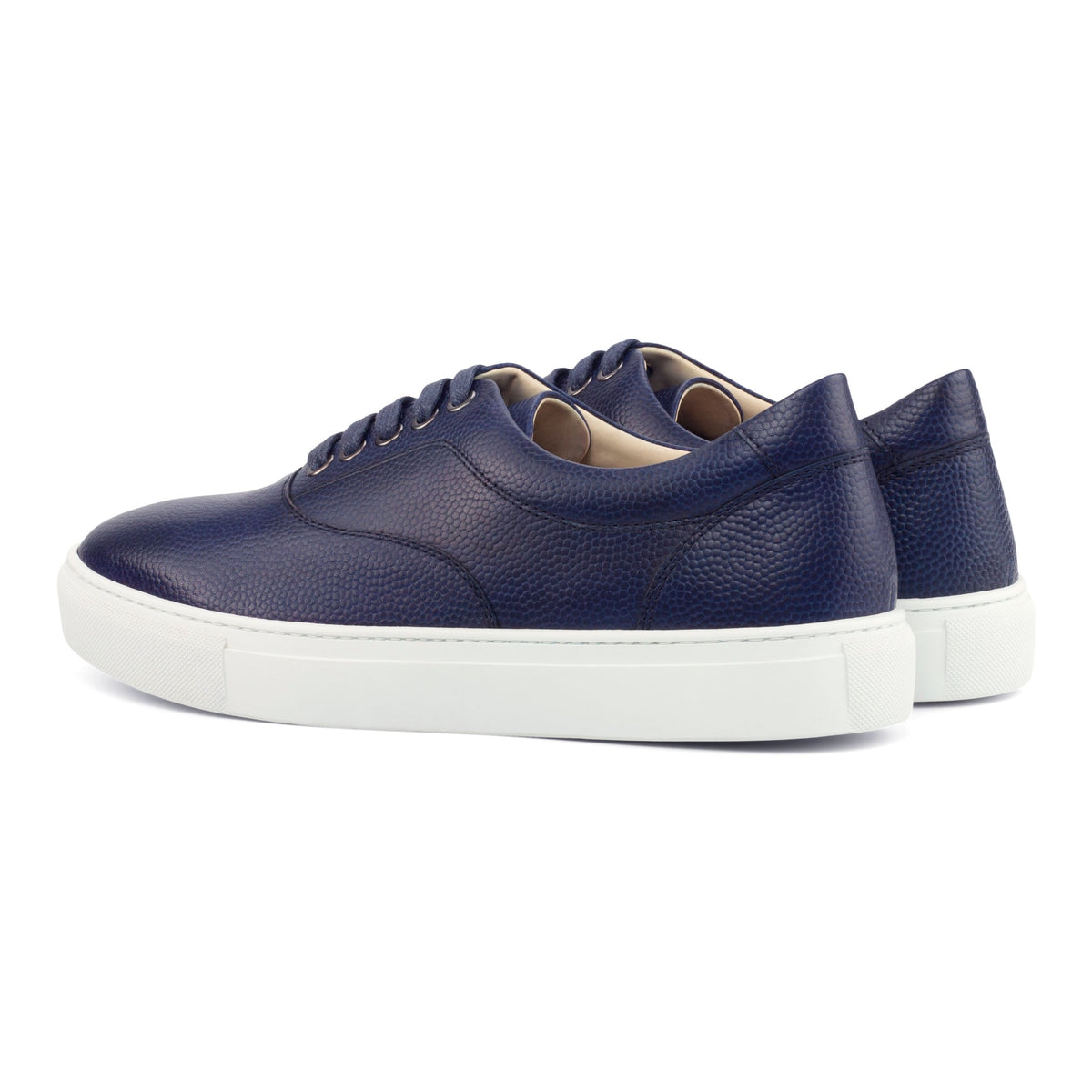 Sneakers Spinner en cuir grainé bleu marine - Semelles Blanches – vue 3