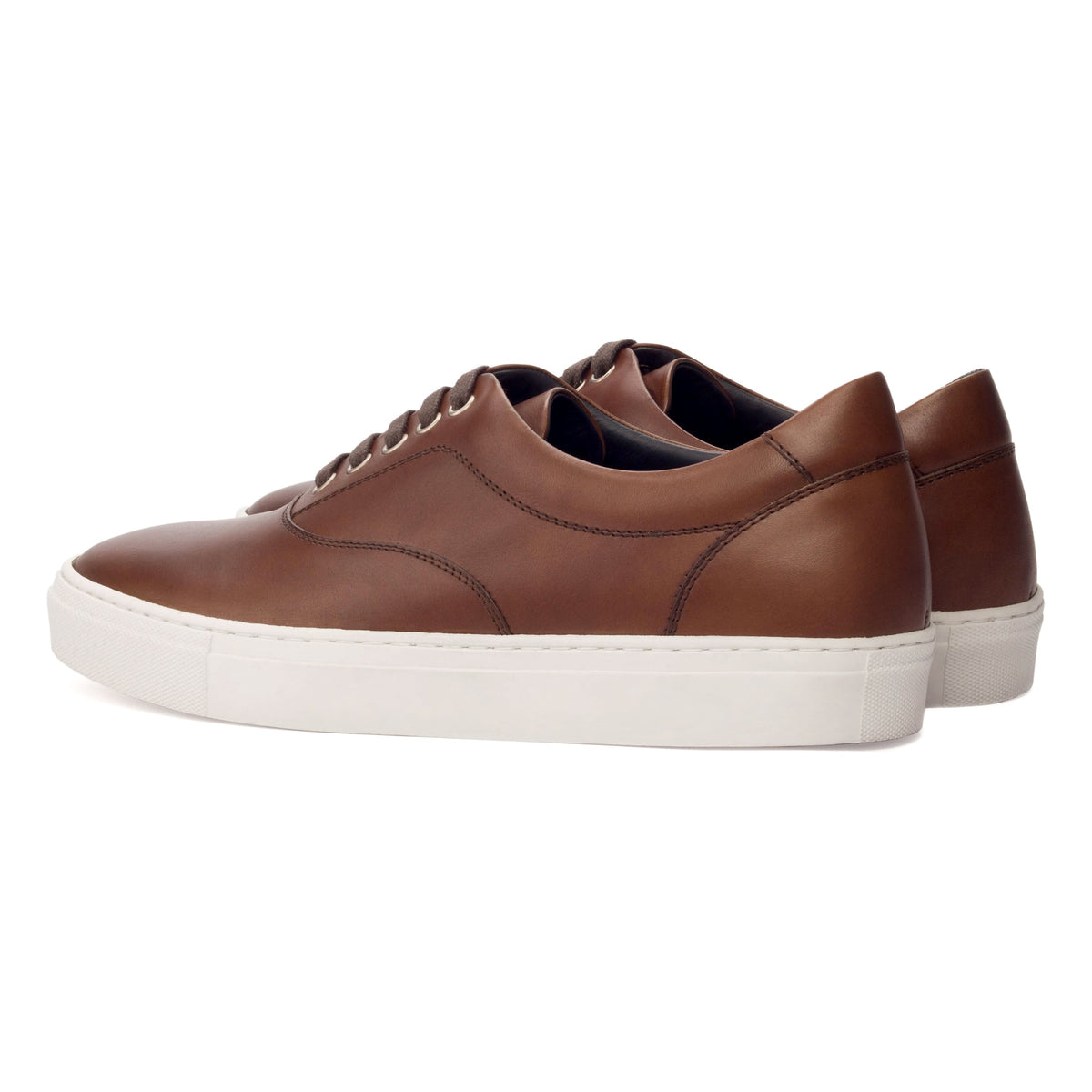 Sneakers Spinner en cuir marron moyen - Semelles Blanches – vue 3