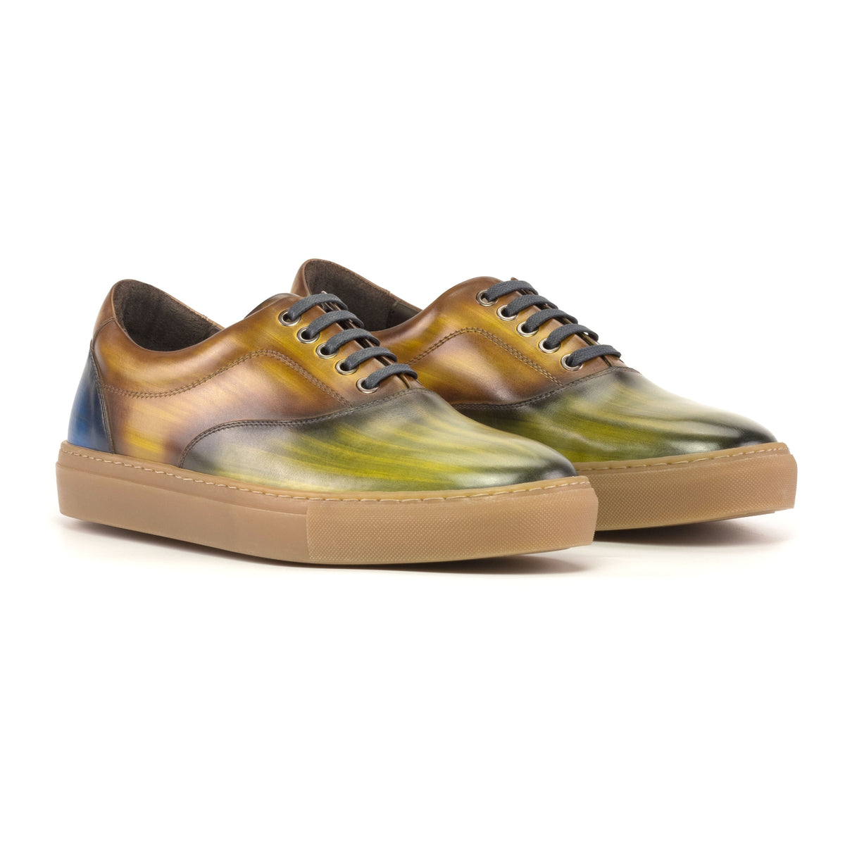 Sneakers Spinner en cuir patiné tri color - Semelles Caramel – vue 1