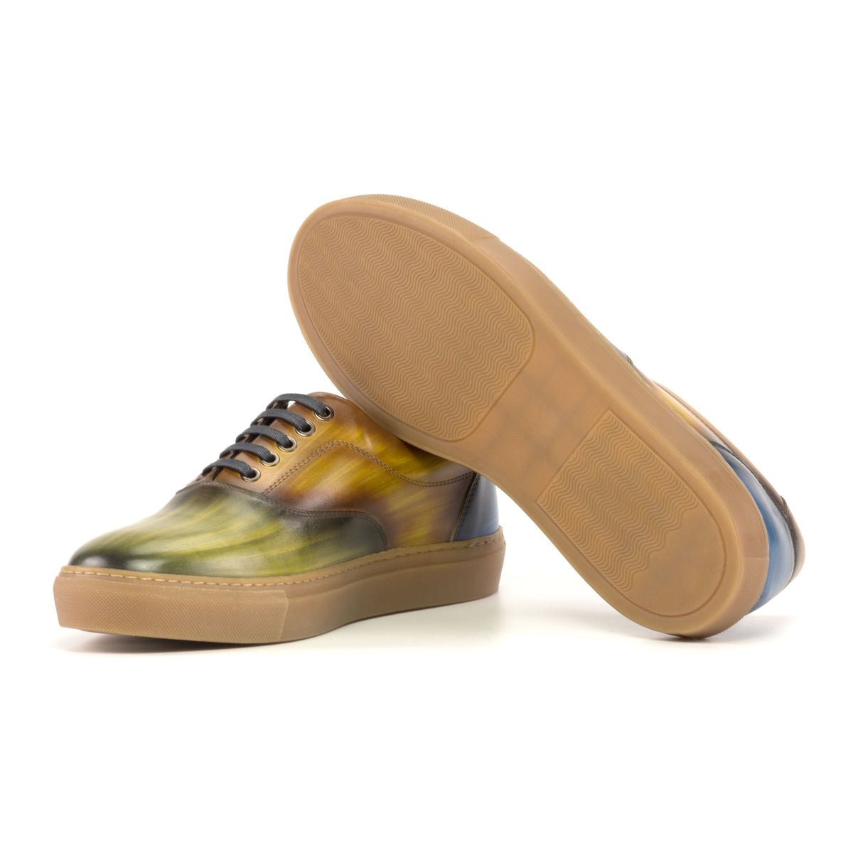 Sneakers Spinner en cuir patiné tri color - Semelles Caramel – vue 2