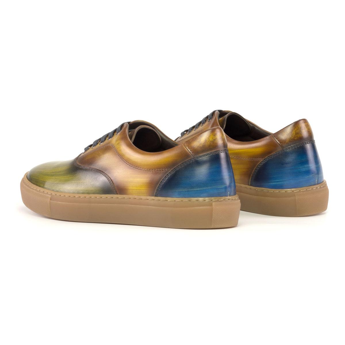Sneakers Spinner en cuir patiné tri color - Semelles Caramel – vue 3