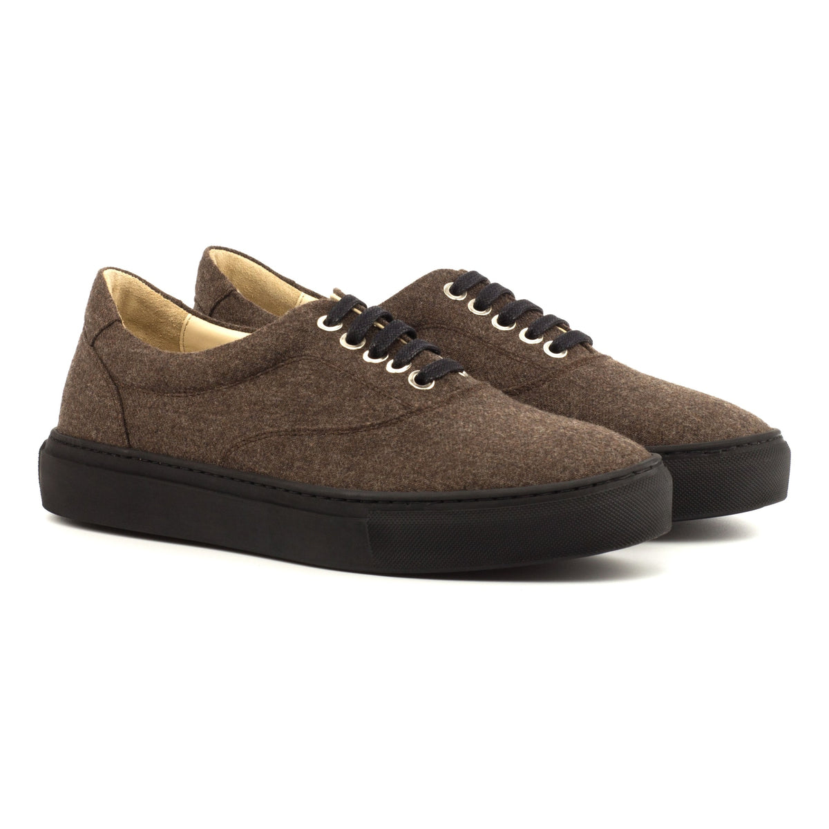 Sneakers Spinner en flanelle marron - Semelles Noires – vue 1