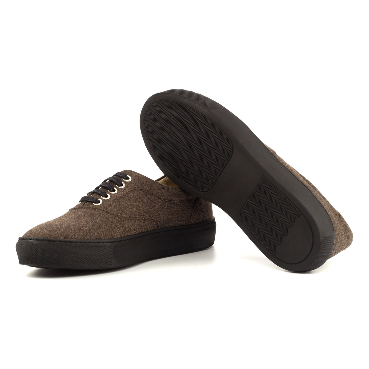 Sneakers Spinner en flanelle marron - Semelles Noires – vue 2