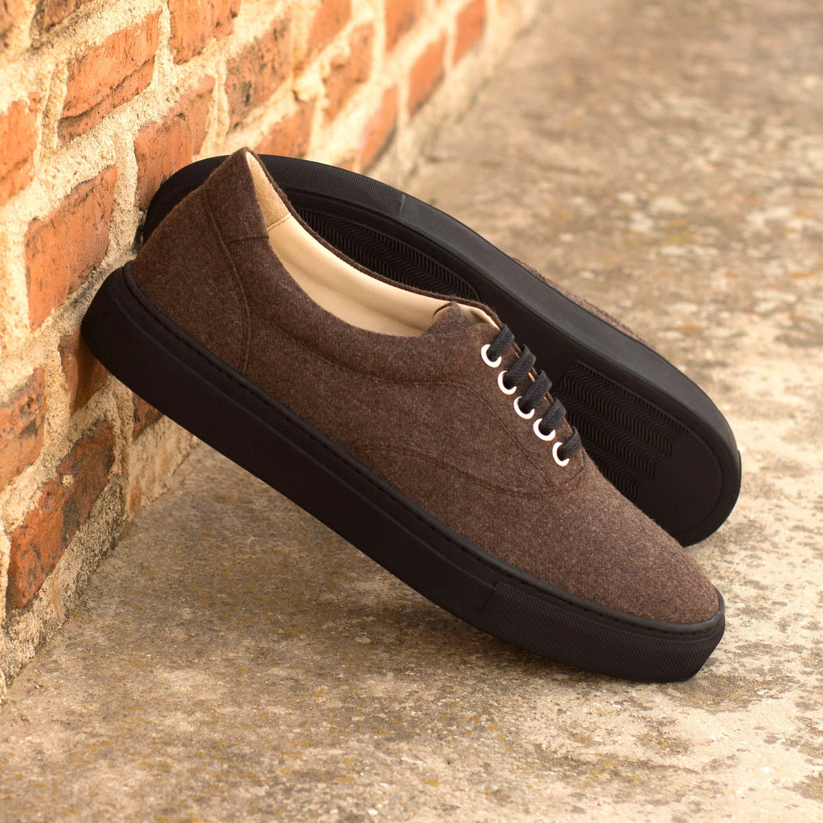 Sneakers Spinner en flanelle marron - Semelles Noires – vue 5