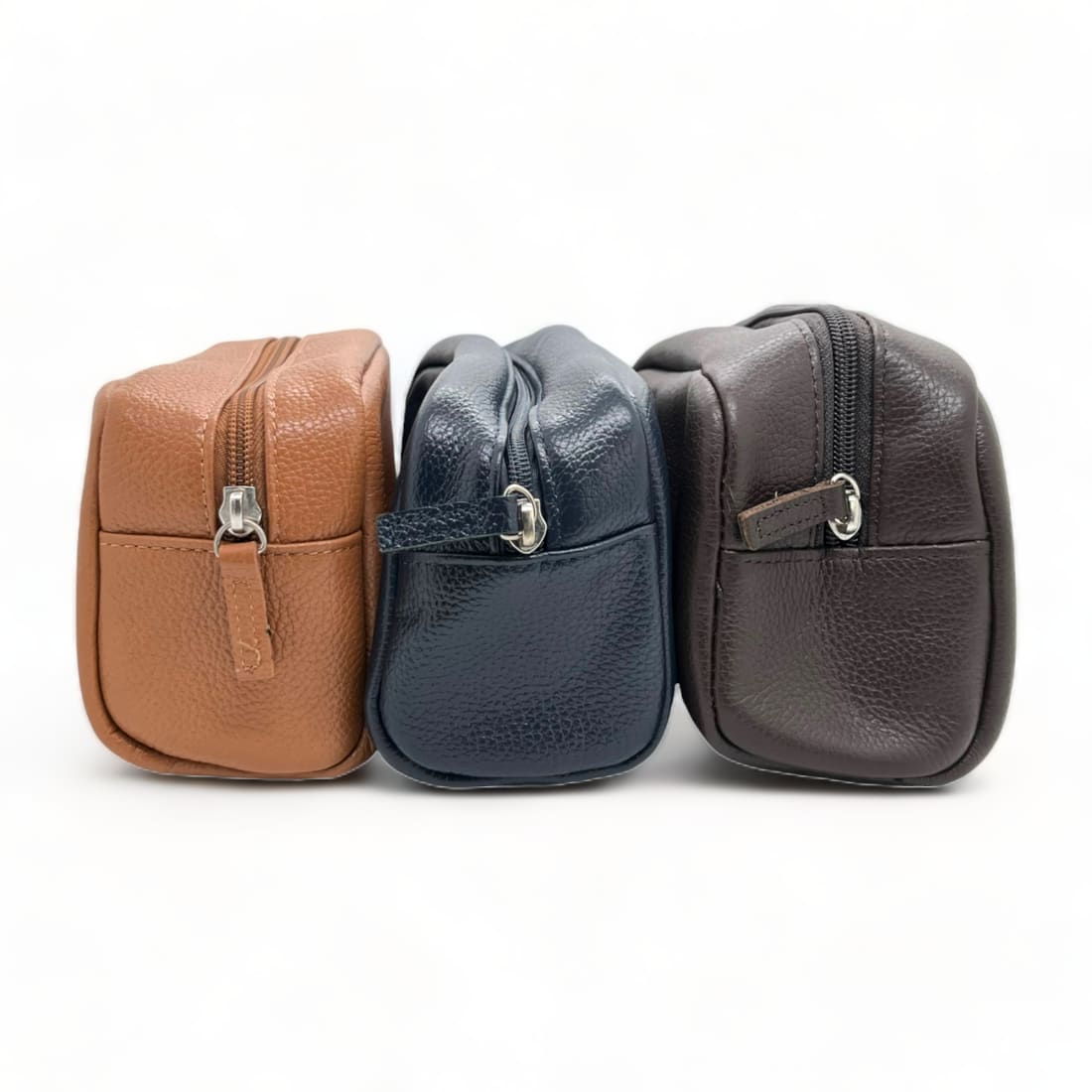 Trousse de toilettes en cuir grainé Bleu Marine -